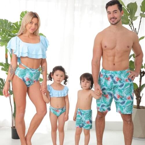 Ircomll 2021 Summer Fashion Newest Family Matching Swimsuit Mother Daughter Bathing Suit Father Son Swimwear