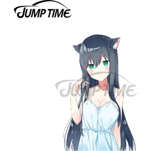 JumpTime 13 x 4cm Kawaii Anime Girl Neko Girl Cute Catgirl Decal Vinyl Car Stickers Waterproof Occlusion Scratch Windows Decor