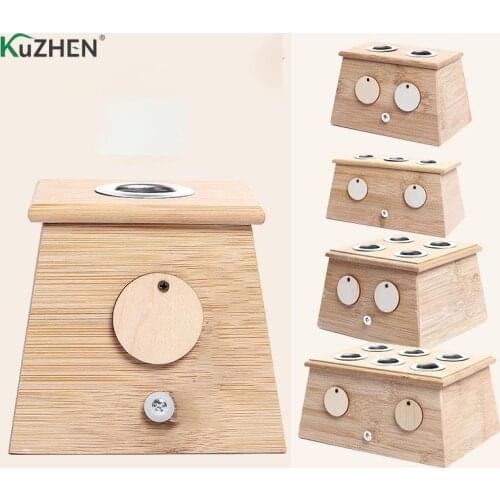 Chinese Mugwort Leaf Burning Holder Single Holes Bamboo Wood Moxa Box For Acupuncture Points Moxibustion Massage