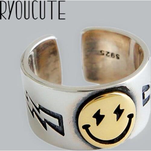 New Charming Large Smile Face Finger Ring for Women Vintage Boho Knuckle Party Rings Gothic Punk Jewelry Gifts for Girls