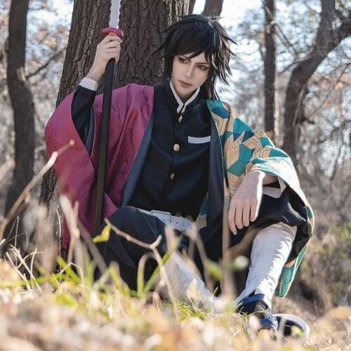 Devils Blade Cosplay Costume Demon Slayer Kimetsu No Yaiba Japan Anime Cos Tomioka Giyuu Clothes Uniform Cloak Kimetsu No Prop