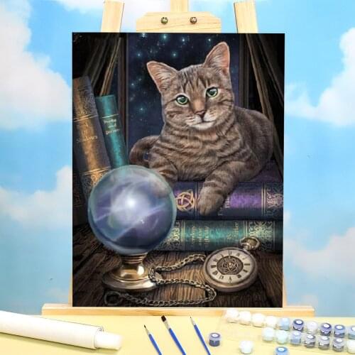 Cat Animals DIY Painting By Numbers Set Oil Paints 50*70 Canvas Pictures Home Decoration Adults Drawing