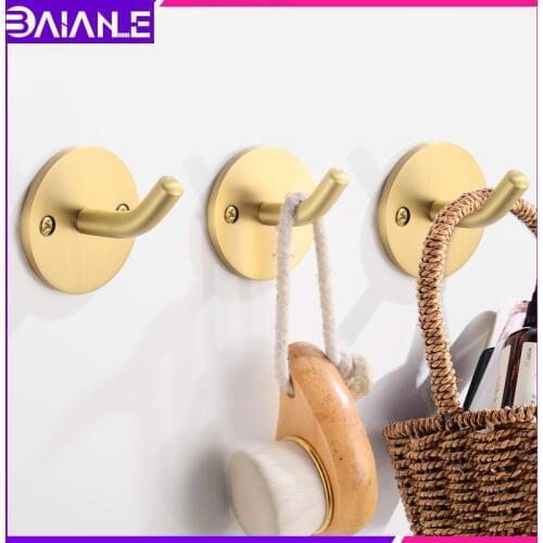 Robe Hook Brass Gold Coat Hook Rack Wall Mounted Decorative Bathroom Hooks for Towel Key Bag Hat Clothes Hangers Creative