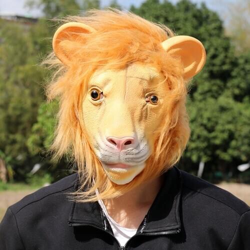 Halloween Lion Animal Head Latex Mask Role Play Costume Christmas Halloween Club Festival Party Props Adult Carnival Decoration