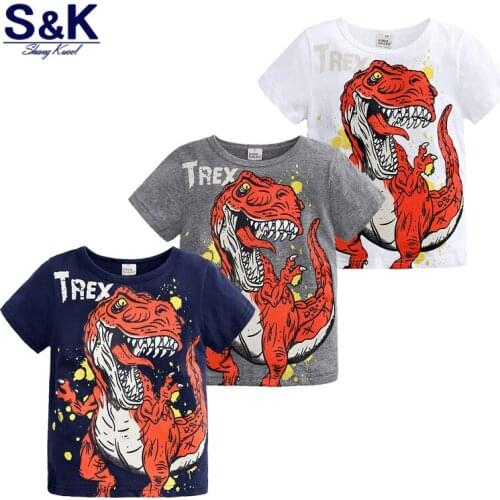 BOYS Clothing Summer Brand Children Boys Cartoon Dinosaur Letter Print Cotton T-shirt Tops Shirts Tee Summer boy clothes XC-161