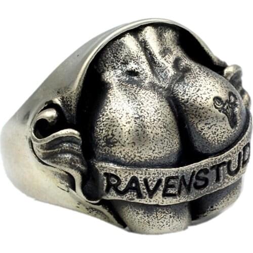 Fashionable new hip-hop punk jewelry real solid s925 sterling silver "must win" "one piece of silver" mens big butt ring