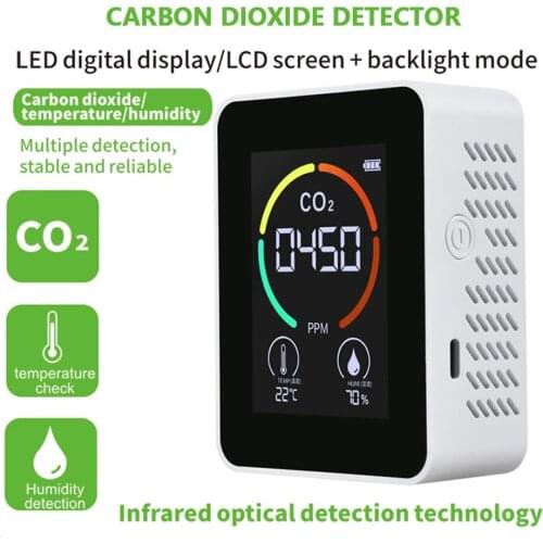Air Quality Monitor Tester CO2 Meter Digital Temperature Humidity Sensor Carbon Dioxide TVOC Formaldehyde Indoor Detector