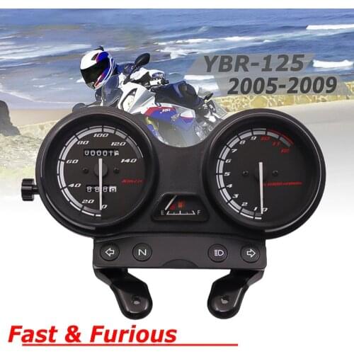 Motorcycle Meter Speedometer Odometer and Tachometer Gauge Dual Display Instrument with Black Bracket Fit For YBR-125 2005-2009