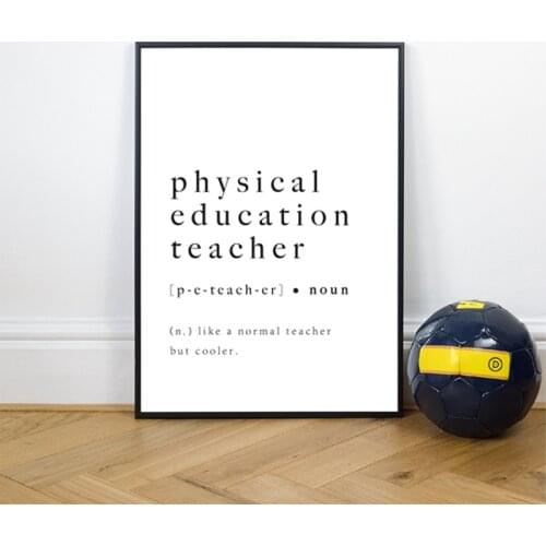 Physical Education Teacher Definition Black White Canvas Poster Wall Art Print Painting Decorative Picture PE Sport Teacher Gift