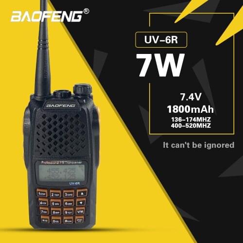 Baofeng UV-6R Walkie Talkie for Police Vhf Portable Ham Two Way CB Radio Receiver PTT Dual Band Transceiver LCD Display Camping