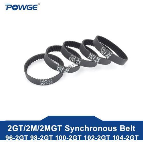 POWGE 2MGT 2M 2GT Synchronous Timing Belt Pitch Length 96/98/100/102/104mm Width 6/9mm Teeth 48 49 50 51 52 In GT3 Closed Loop