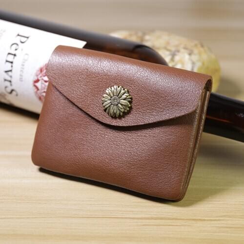 Retro handmade coin purse first layer vegetable tanned cowhide coin bag for men and women mini leather card holder small wallet