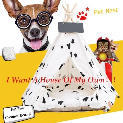 Foldable Pet Tent Dog House Bed Cat Cage Puppy Teepee Thicken Sleep Mat Indoor Outdoor Portable Dog Tent Kennels