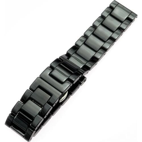 SOONHUA Universal Watch Band Ceramic Strap Metal Folding Clasp Replacement Watch Bands 20mm/22mm