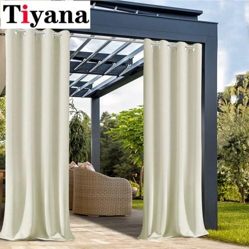 1 PCS Waterproof Outdoor Blackout Curtain Panels Beige Villa yard Patio swimming pool Insulation Curtains JK276Z