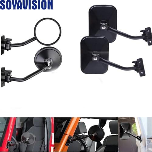 High quality round Mirrors For Jeep Wrangler Rectangular Mirrors for 1997- 2017 Jeep Wrangler CJ Mirrors For Jeep Accessories