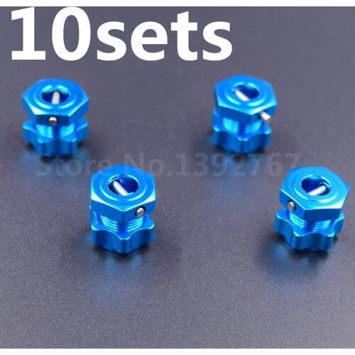 10Sets HSP Aluminum Alloy Parts Tires Adapter Wheel Nut 4pcs/lot 17mm Aluminum Hex Hubs with Pins RC Car For 1/8 Scale Models