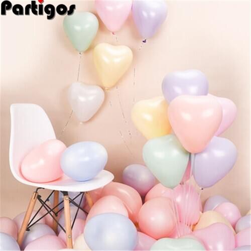 10pcs 2.2g Thicken Macaron Balloons Candy Color Love Latex Heart Shaped Wedding Supplies Party Decoration Kids Toys