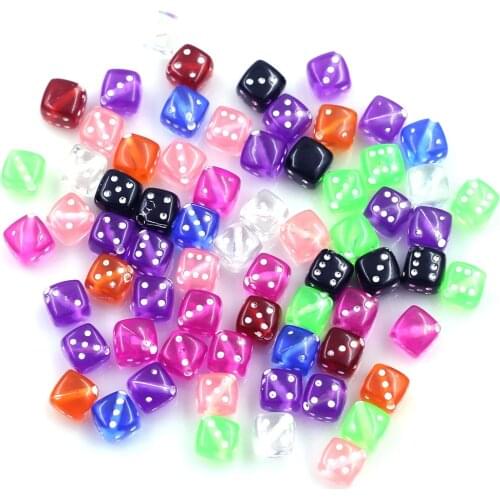 100Pcs Spacer Beads Dice Square Acrylic Dot For Charm Necklaces Transparent Colorful Jewelry DIY Findings 8mm