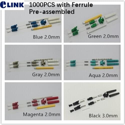 1000PCS LC fiber Duplex connector KITS with ferrule Pre-assembled APC SM MM OM3 OM4 3.0 2.0 0.9mm ftth LC connector accessories