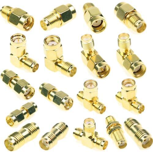18 Pcs SMA Kits Connector Male Female Plug Antenna Converter Adapter Coax Set