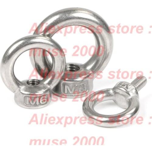 304 eye nut eye bolt screw M3 M4 M5 M6 M8 M10 M12 M14 M16 M18 M20 hanging ring rope holder hanger hooker steel wire o ring head