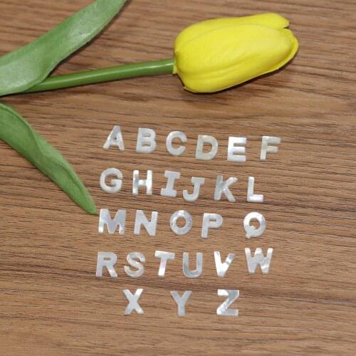 5 Sets 26 Capital Letter White Natural Shell Alphabet DIY Jewelry Initial Letters A-Z Mother Pearl MOP Sea shell For Necklaces