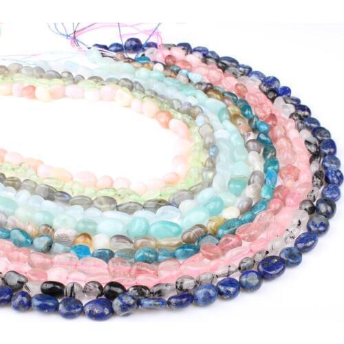 6~8mm Natural Semi-finished Stone Colorful Oval Irregular Loose Beads for Jewelry Making DIY Necklace Bracelet Accessories 16