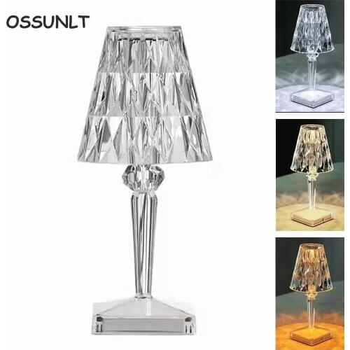 Diamond Table Projector Lamp USB Rechargeable Acrylic Decoration Desk Lamps Room Home Bar Crystal Lighting Fixtures Night Light