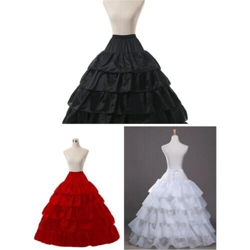 White 4 HOOp Wedding Ball Gown Crinoline Bridal Petticoat Skirt Underskirt