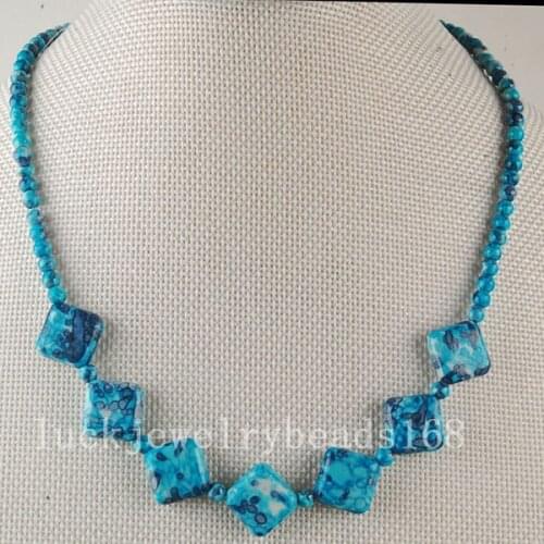 Free Shipping Fashion Jewelry Motley Sea Jaspe Beads Necklace 17.5" FG6070