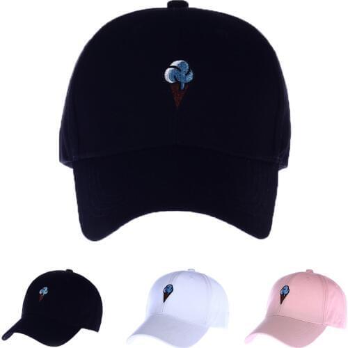 Embroidery Ice Cream Baseball Cap Cotton Kpop Dancing Hats Dad Hat Men Women Adjustable Hiphop Snapback Cap