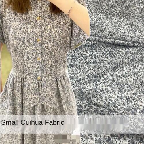 Show brand fabric 100% polyester for dress elegant gray pastoral small floral crepe de chine summer skirt soft fabric cloth