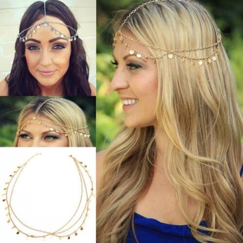 Bohemian Hair Jewelry Party Wedding Vantage Crown Metal Tassel Women Head Chain Headband Headpiece MA