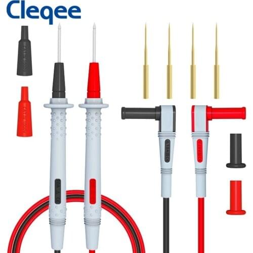 Cleqee P1505B 1000V/10A 150cm Universal Double Silicone wrap with Sharp Needle multimeter probe test lead for Digital Multimeter