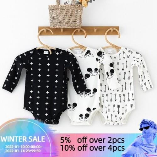 Newborn Baby Boys Romper Autumn Winter 0-2Y Printed Cotton Baby Rompers for Girls Kids Jumpsuit Playsuit Outfits Clothing