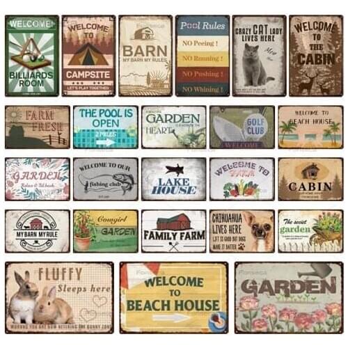 Welcome To Cabin Metal Signs Vintage Tin Plaques Farm Home Garden Decoration Wall Artwork Man Cave Garage Iron Painting 20x30cm