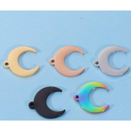 Fnixtar Moon Crescent Charms Mirror Polishe Stainless Steel Small Moon Charm Horn Pendant DIY Jewelry 15*15.5mm 20piece/lot