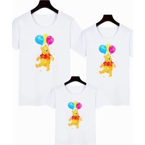 Winnie the Pooh Adult Unisex Couple T-Shirt Causal Baby Girl Boy Brothers and Sisters Tops Summer Famliy Look Tshirt