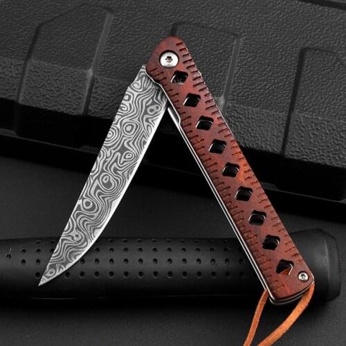 Homir D2 steel folding knife Damascus knife high hardness sharp outdoor camping portable field EDC survival knife