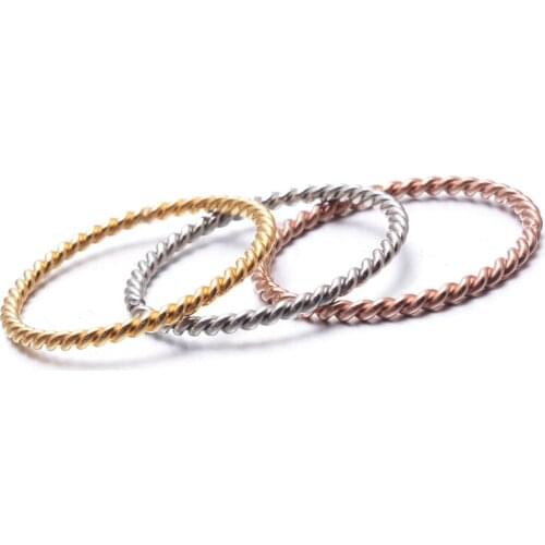 Fashion Thin Line Twist Gold / Rose Gold / Silver Color Rings for Women Titanium Steel Spiral Female Tail Ring Elegant Jewelry