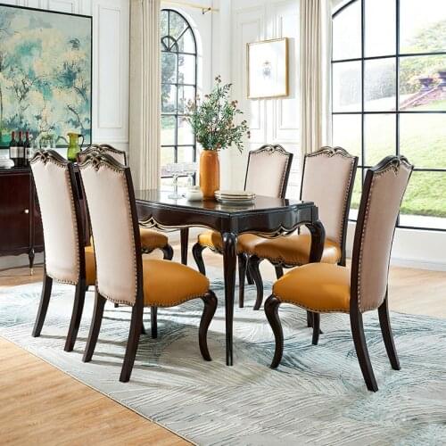 Light luxury solid wood dining table, American dining table and chair combination, European small family dining room, household