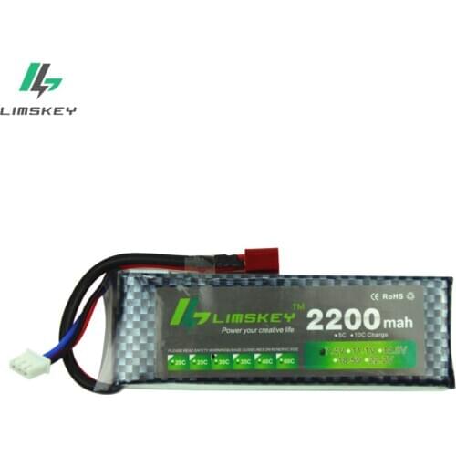 Limskey Power 7.4V 2200mah 25C Max 40C T Plug Lipo Battery for RC Qudcopter Helicopter Airplane Car Traxxax 1/16 Revo Toy