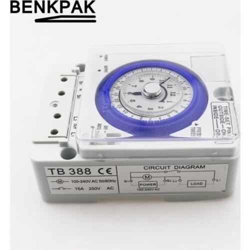 100-240V AC 24Hours Daily Programmable THEBEN Mechanical Timer Swith TB-388 Analog Time Relay mini setting 15Minutes