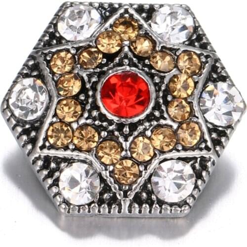 Fashion beauty Rhinestone colorful Star 18MM snap buttons fit snap bracelet snap jewelry wholesale KZ1259