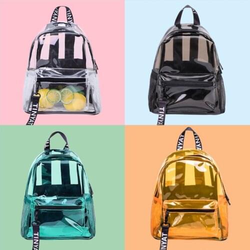 Women Transparent PVC Backpack Travel School Bookbag Daypack Rucksack for Teenager Girls 20CA