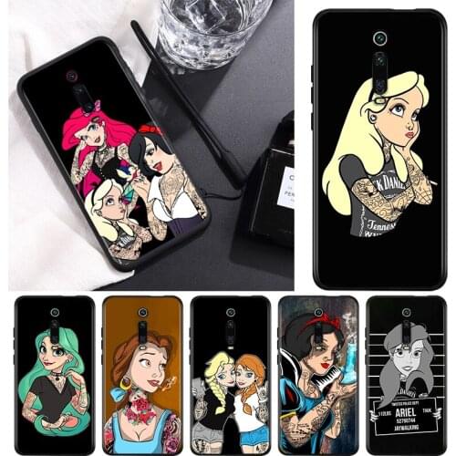 Tattoo princess For Xiaomi Redmi 9T 9I 9AT 9A 9C 9 8A 8 7A 7 6A 6 5A 5 4X PRO Prime Plus Black Soft Phone Case
