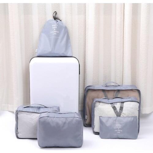 6pcs Travel Storage Bag Multifunctional Waterproof Outgoing Luggage Organizer Shoes Clothes Towels Toy Cosmetics Sorting Pouch