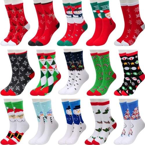 5 Pairs Men/Women Cotton Cartoon Christmas Socks Cute Santa Claus Elk Snow Funny Sock Happy Winter New Year Socks Christmas Gift