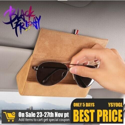 2020 New Car Sunglass Holder Sun Visor Car Sunglasses Case Organizer Glasses Storage Box Turn Fur Leather 3 Colors Universal
